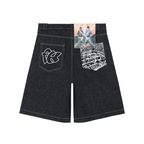 '90's New York' Contrast Stitch Denim Shorts