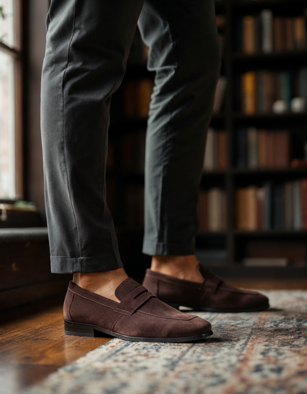 Suede Penny Loafers in Classic Style