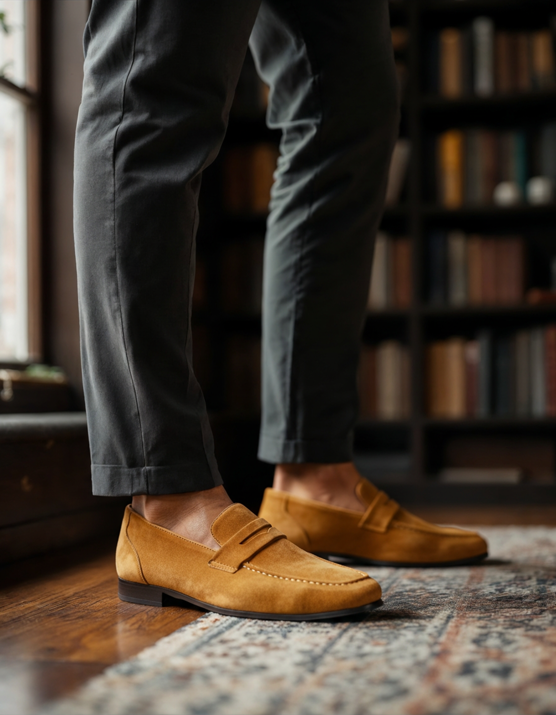 Suede Penny Loafers in Classic Style