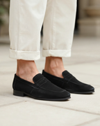 Suede Penny Loafers in Classic Style
