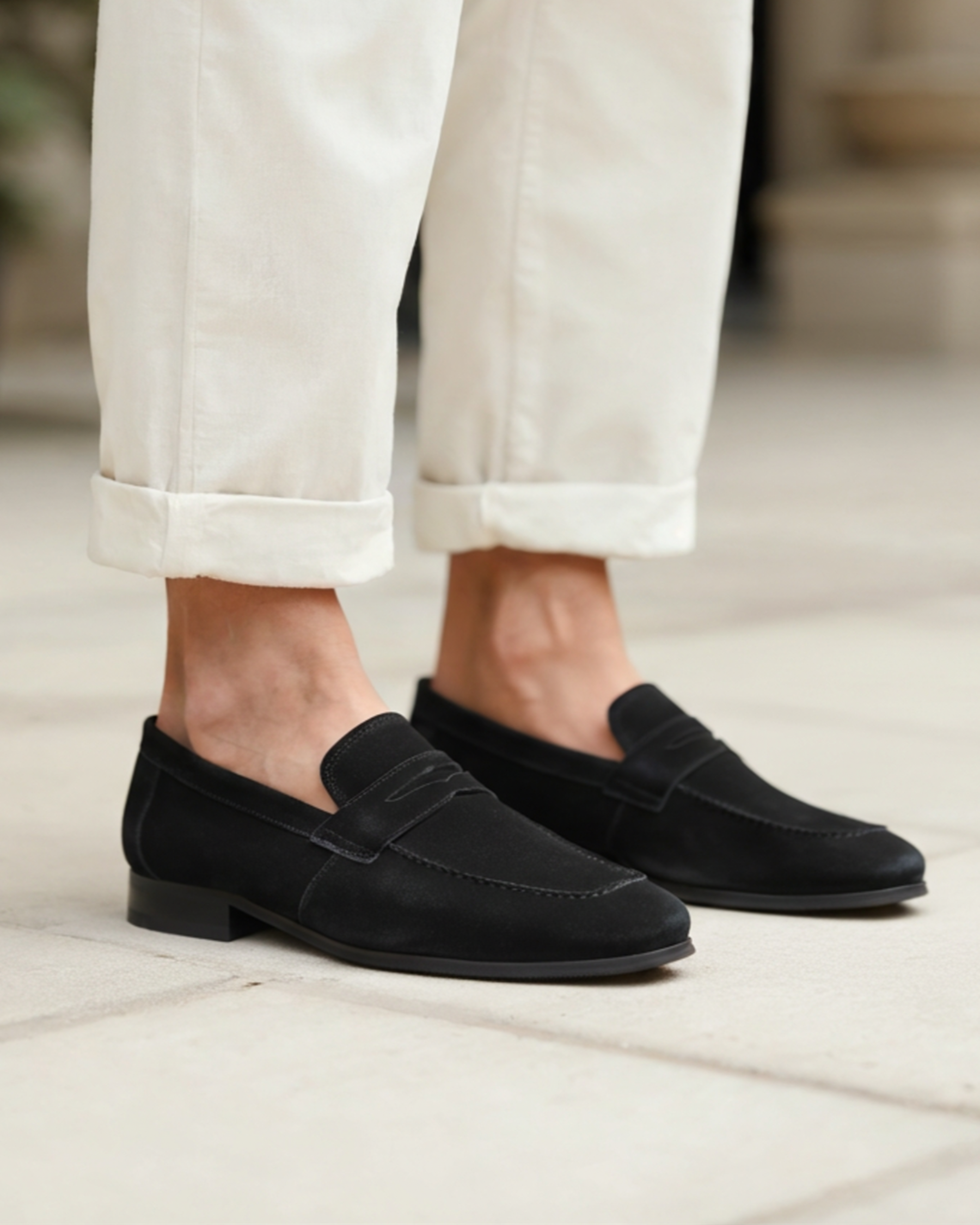 Suede Penny Loafers in Classic Style