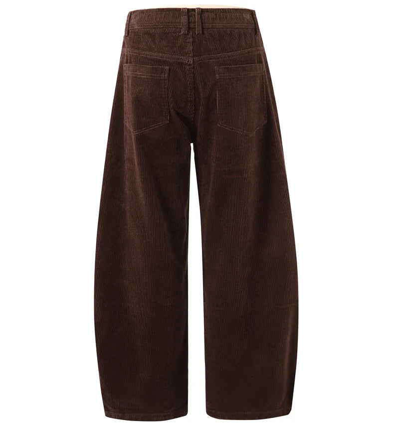 Corduroy Barrel Leg Trousers