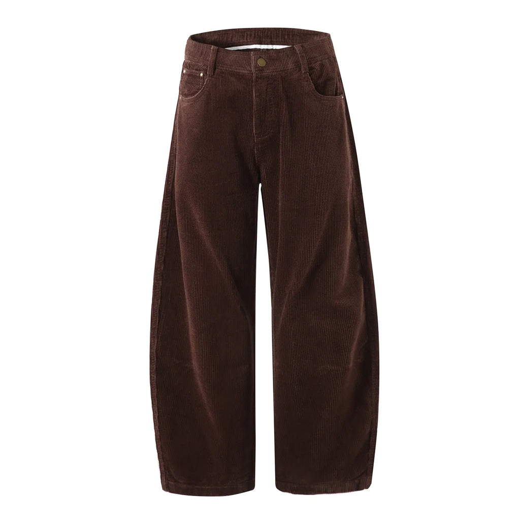 Corduroy Barrel Leg Trousers