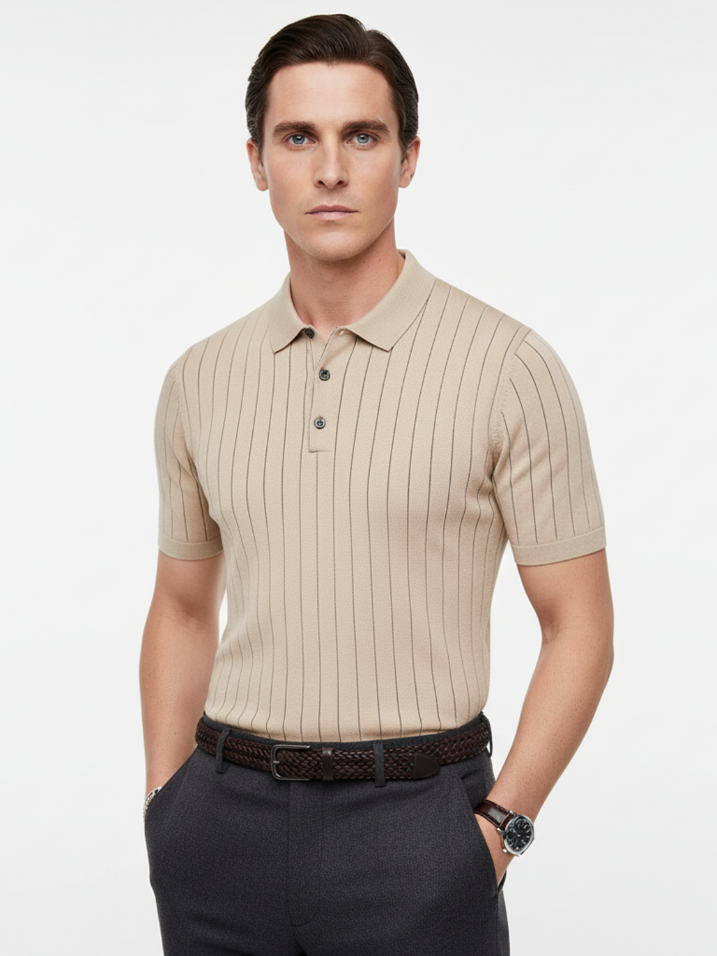 Men's Polo Shirt Striped Elegance