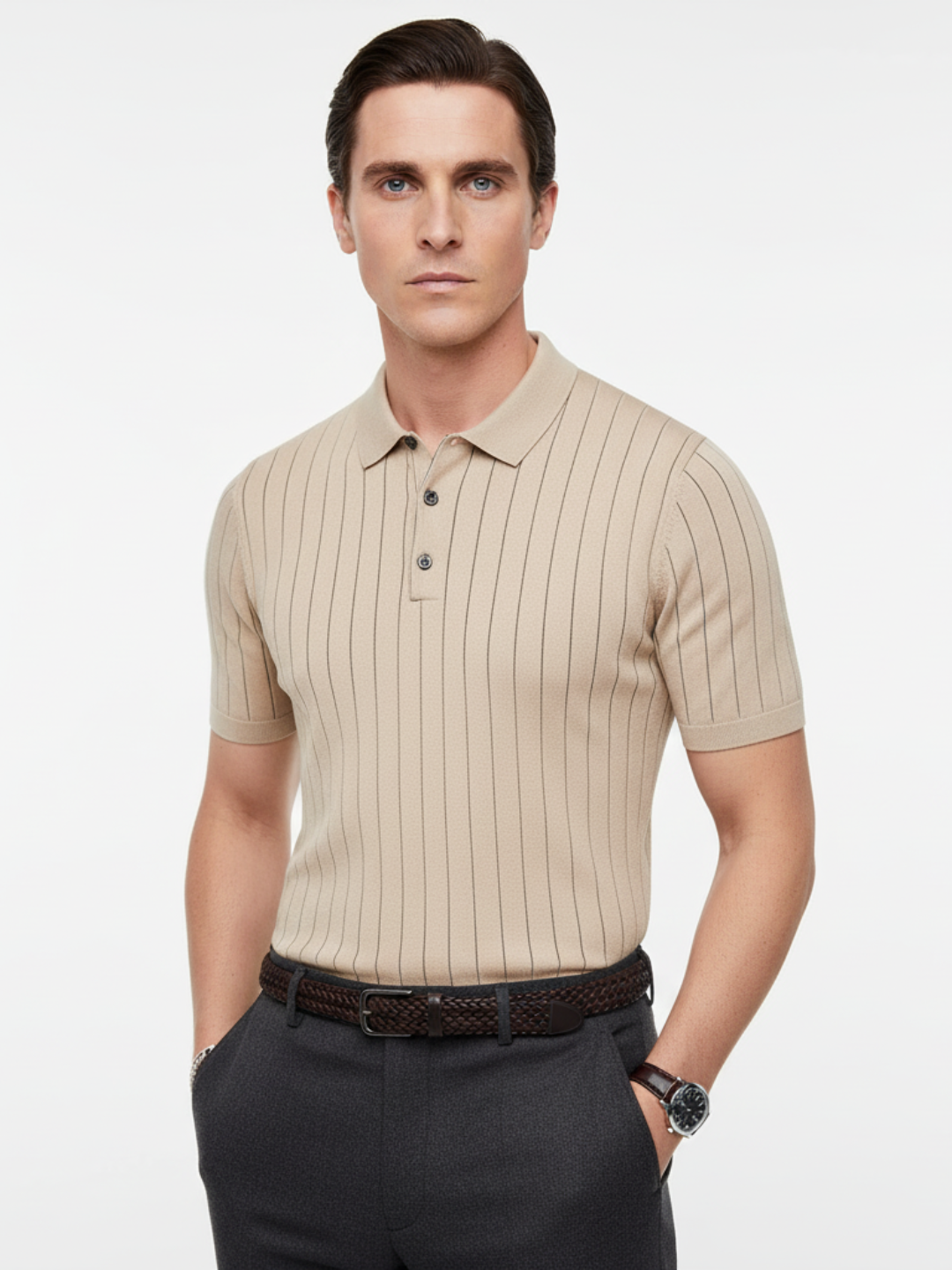 Men's Polo Shirt Striped Elegance