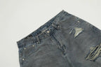 Double Layer Destructed Denim Jeans