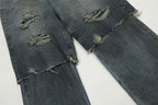 Double Layer Destructed Denim Jeans