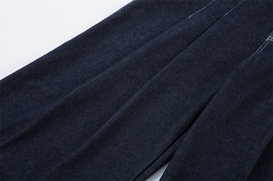 Double Pleat Dark Rinse Barrel Jeans