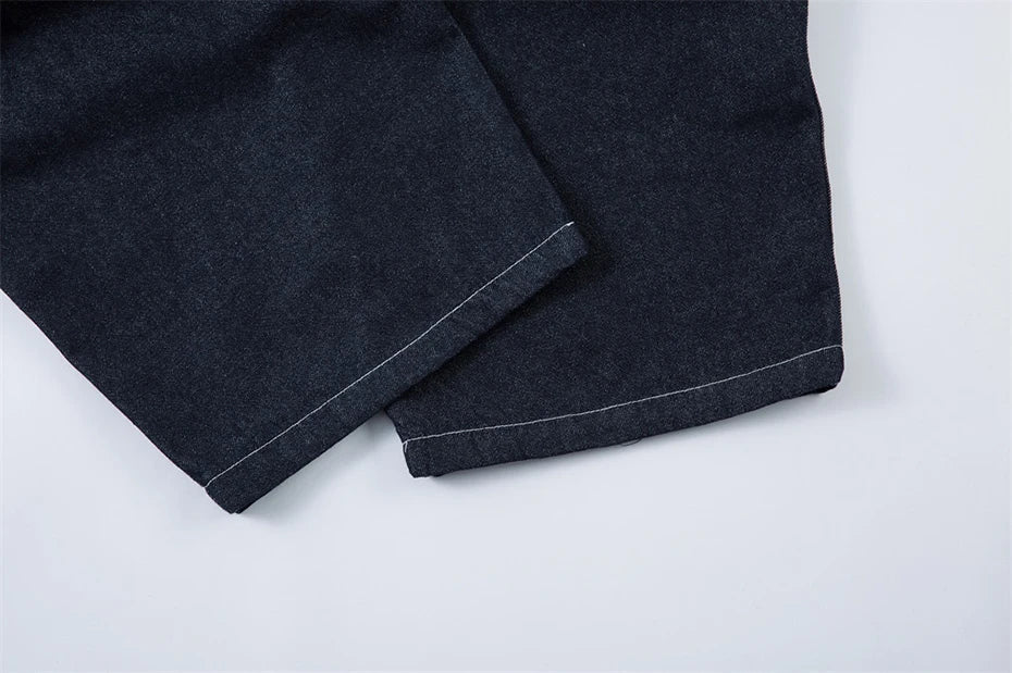 Double Pleat Dark Rinse Barrel Jeans