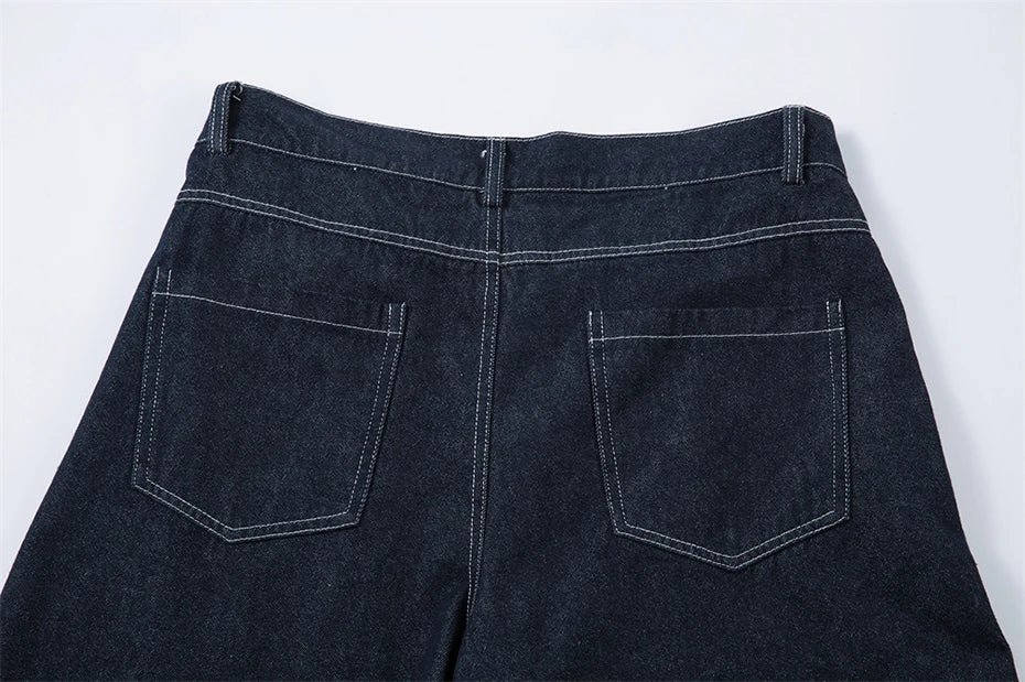 Double Pleat Dark Rinse Barrel Jeans