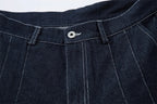 Double Pleat Dark Rinse Barrel Jeans