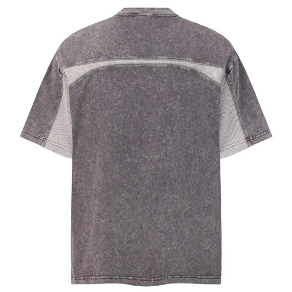 EXTREME CAUSE Textured Panel Acid Wash T-Shirt