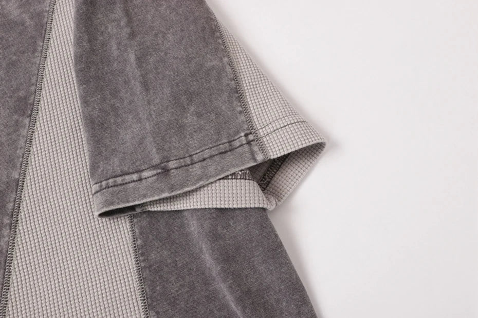 EXTREME CAUSE Textured Panel Acid Wash T-Shirt