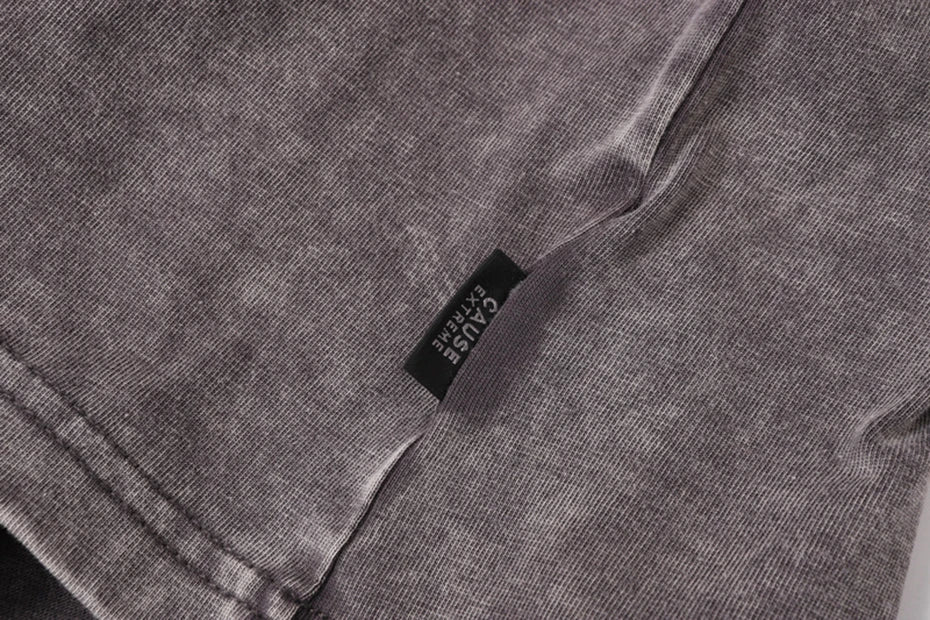 EXTREME CAUSE Textured Panel Acid Wash T-Shirt