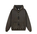 Essential Heavyweight Acid-wash Zip-up Hoodie