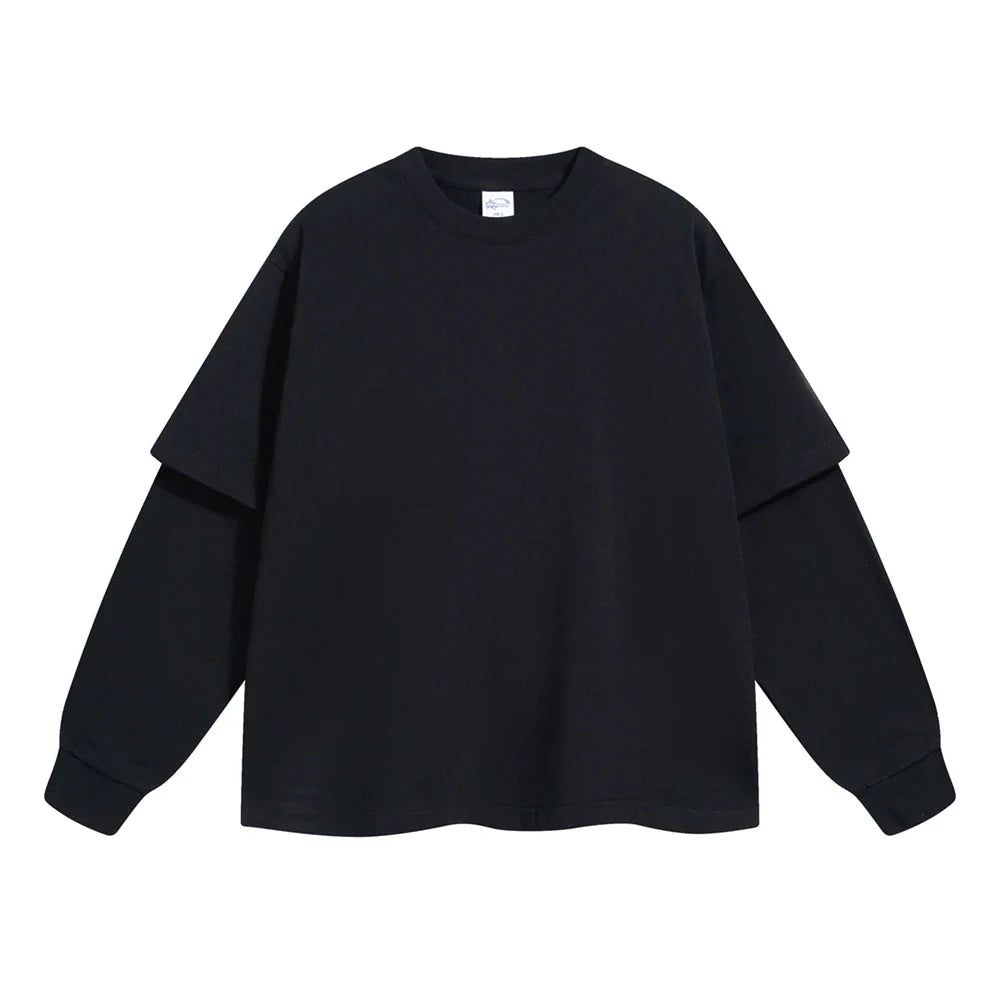 Essential Mock Double Layer Long Sleeve T-Shirt