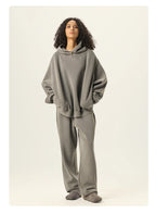 Essential Vintage Wash Button Neck Hoodie