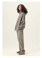 Essential Vintage Wash Button Neck Hoodie