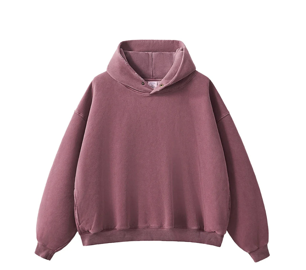 Essential Vintage Wash Button Neck Hoodie
