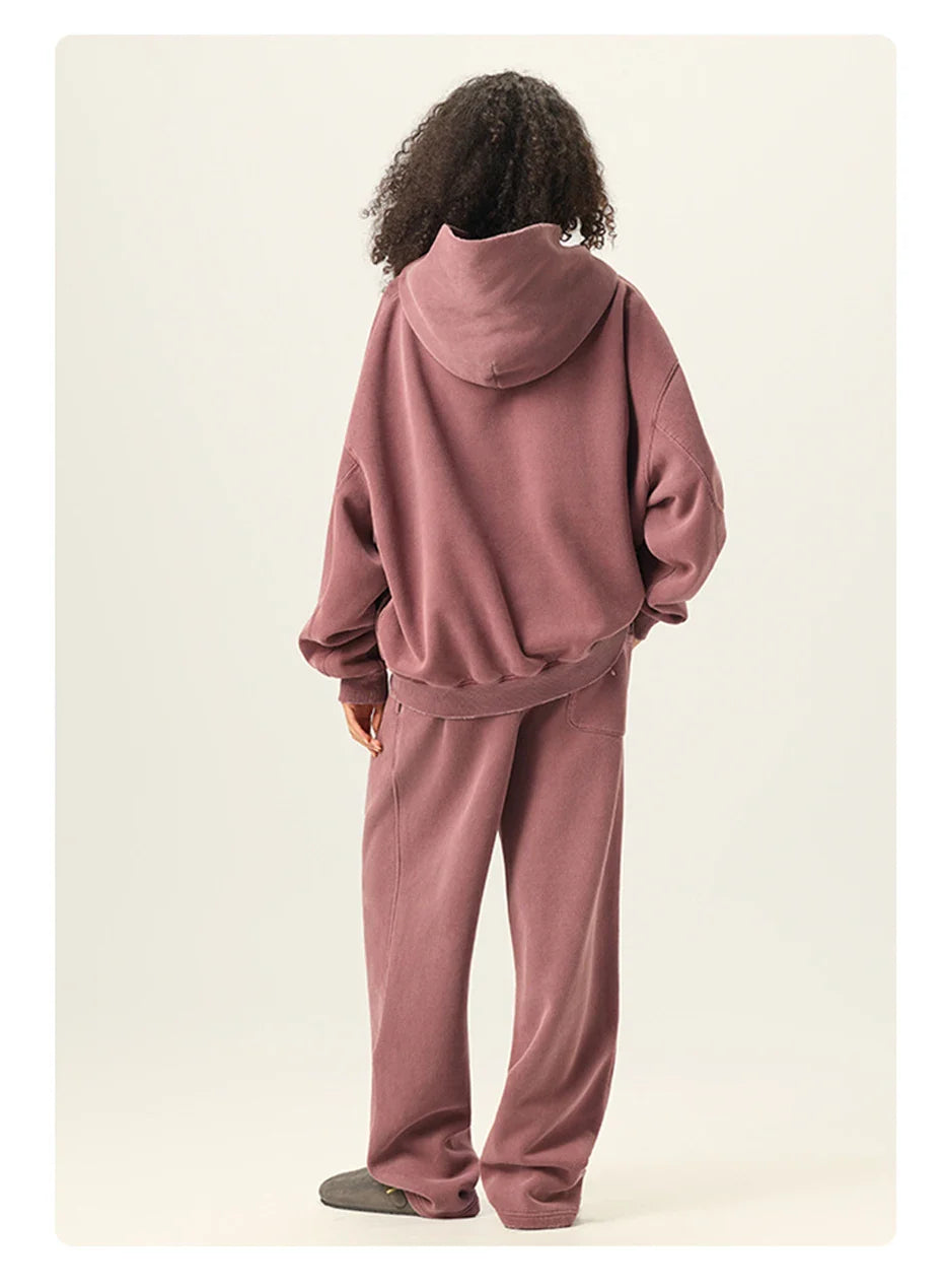 Essential Vintage Wash Button Neck Hoodie