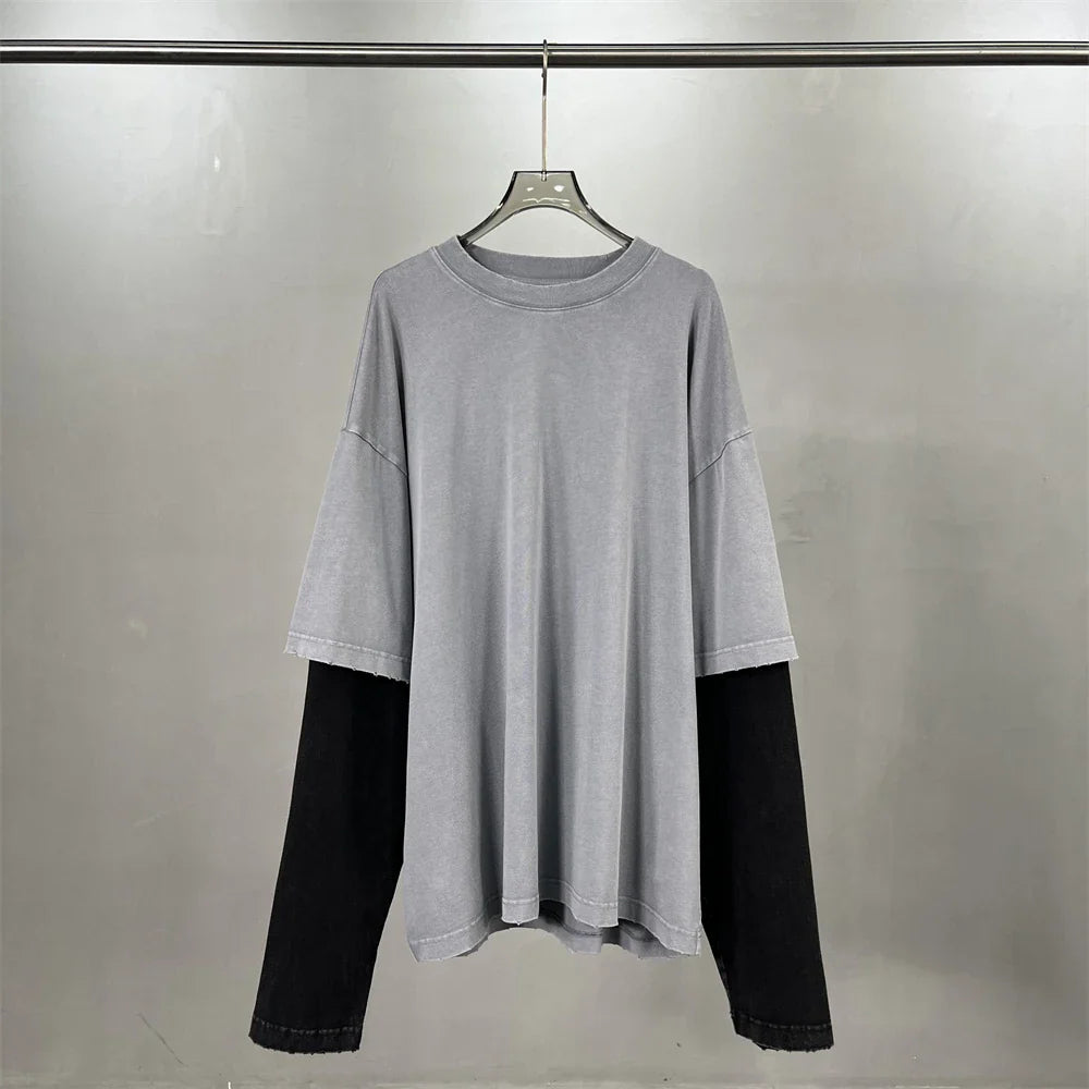 Essential Vintage Wash Double Layer Long Sleeve