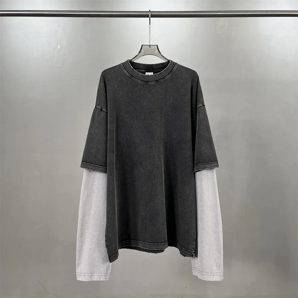Essential Vintage Wash Double Layer Long Sleeve