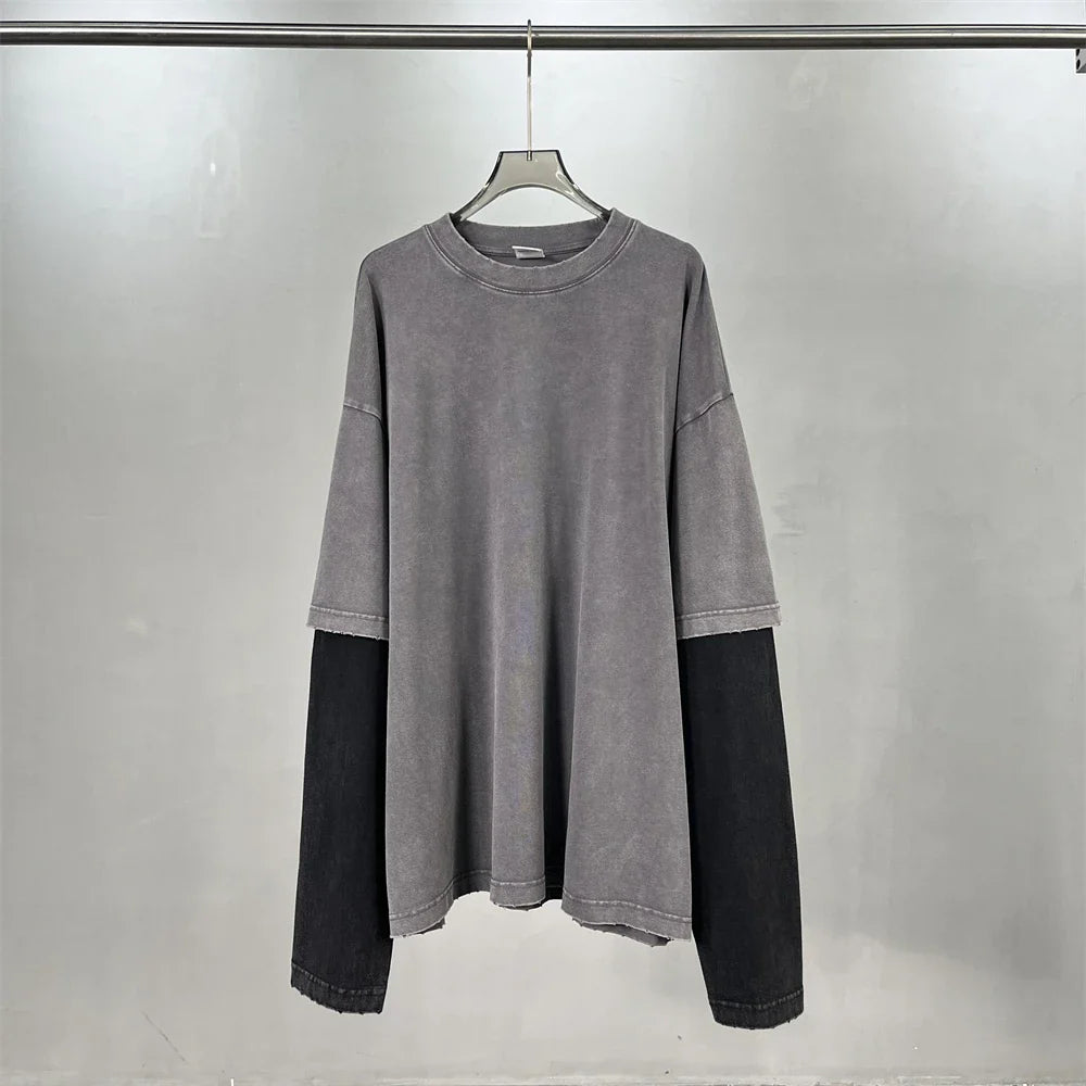 Essential Vintage Wash Double Layer Long Sleeve