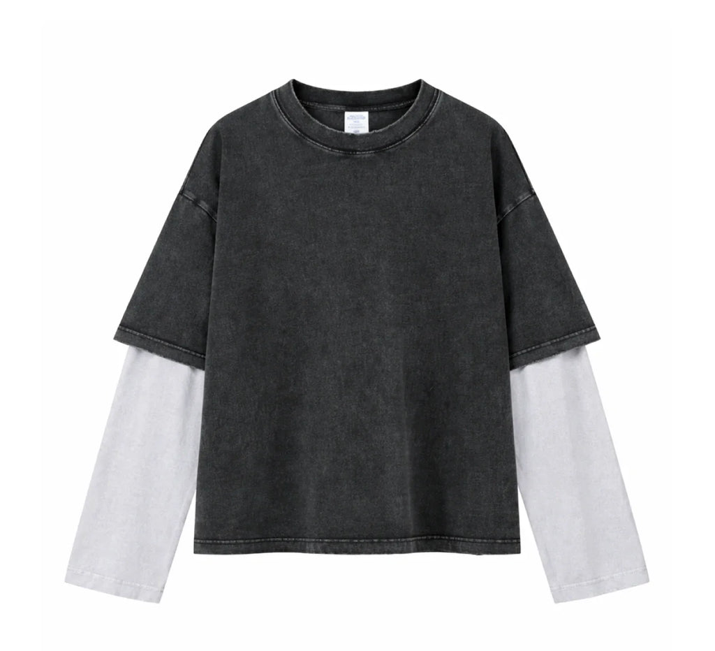 Essential Vintage Wash Double Layer Long Sleeve