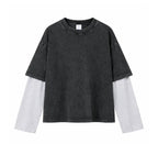 Essential Vintage Wash Double Layer Long Sleeve