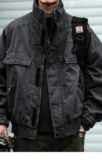 Fleece Lined Funnel Neck Twill Jacket