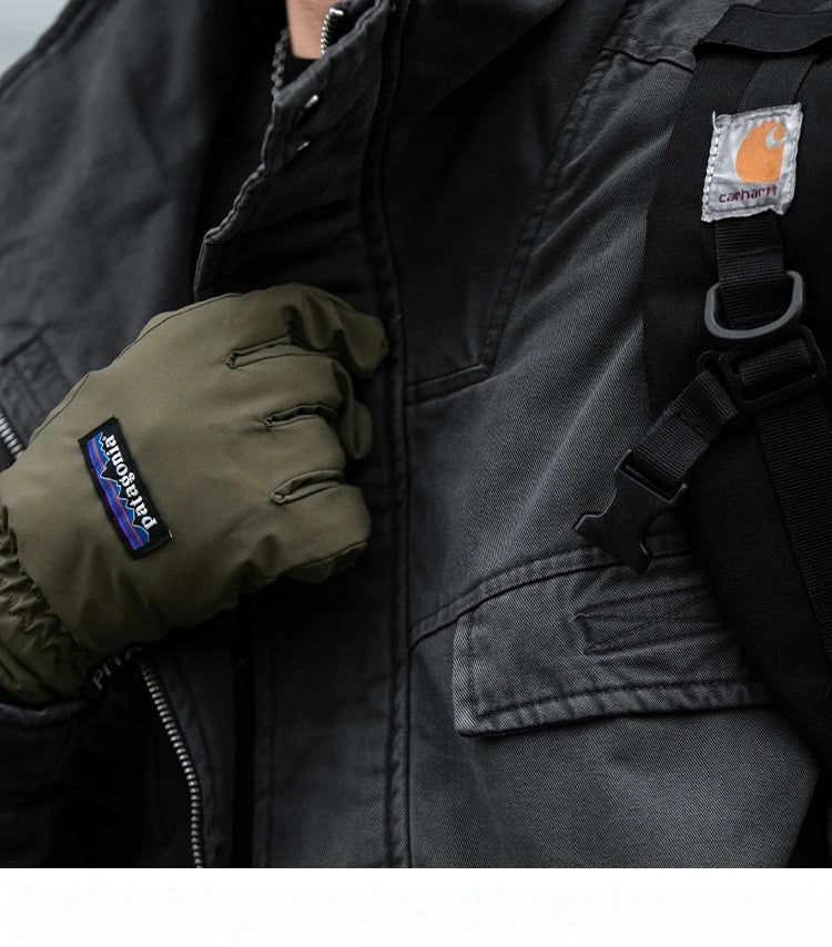 Fleece Lined Funnel Neck Twill Jacket