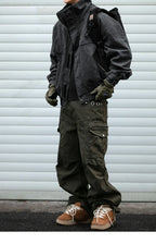 Fleece Lined Funnel Neck Twill Jacket