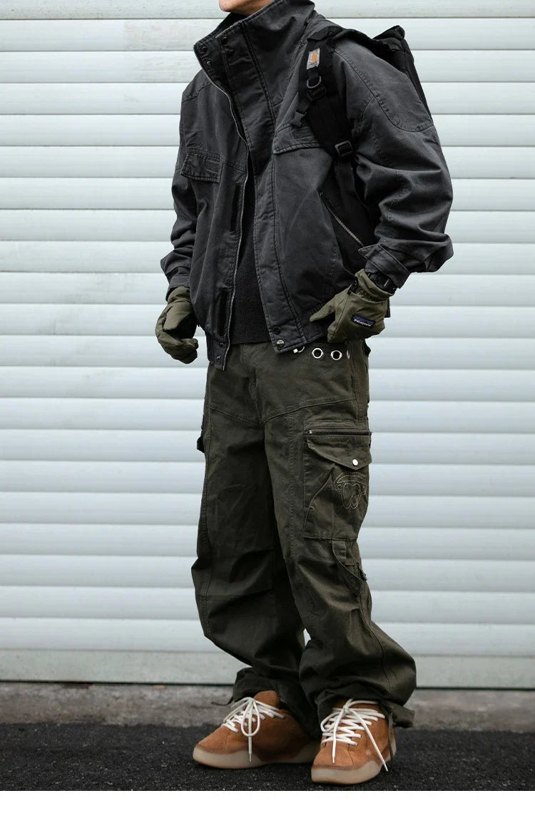 Fleece Lined Funnel Neck Twill Jacket