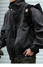 Fleece Lined Funnel Neck Twill Jacket