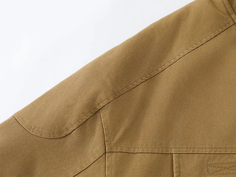 Fleece Lined Funnel Neck Twill Jacket