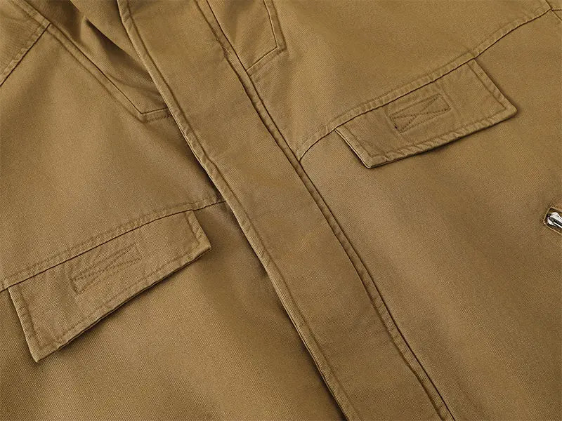 Fleece Lined Funnel Neck Twill Jacket