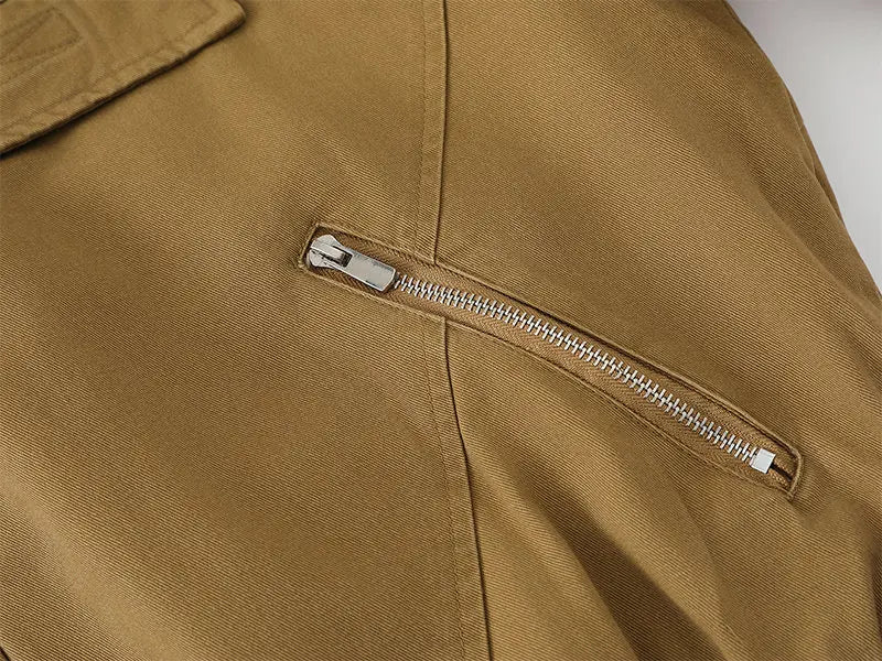 Fleece Lined Funnel Neck Twill Jacket