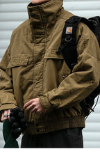 Fleece Lined Funnel Neck Twill Jacket