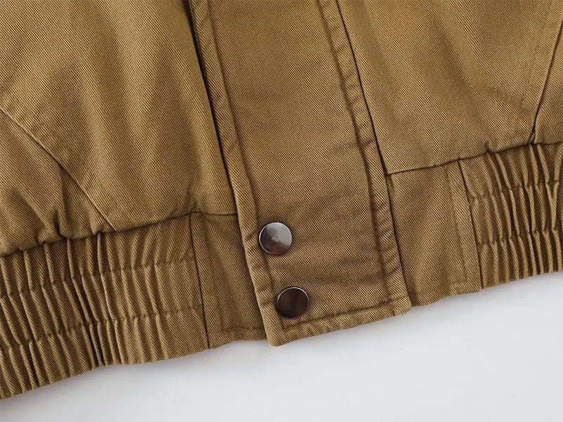 Fleece Lined Funnel Neck Twill Jacket