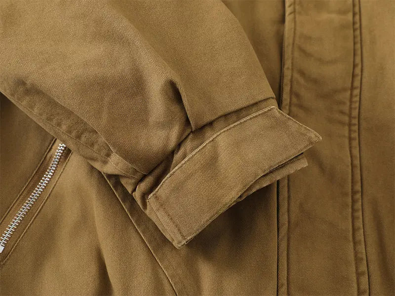 Fleece Lined Funnel Neck Twill Jacket
