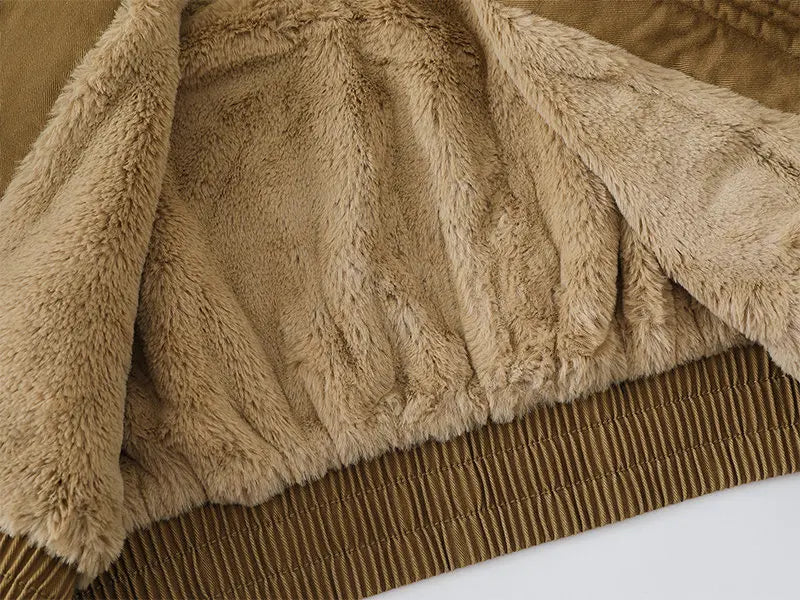 Fleece Lined Funnel Neck Twill Jacket