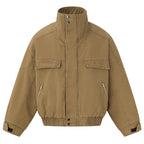Fleece Lined Funnel Neck Twill Jacket