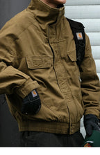 Fleece Lined Funnel Neck Twill Jacket