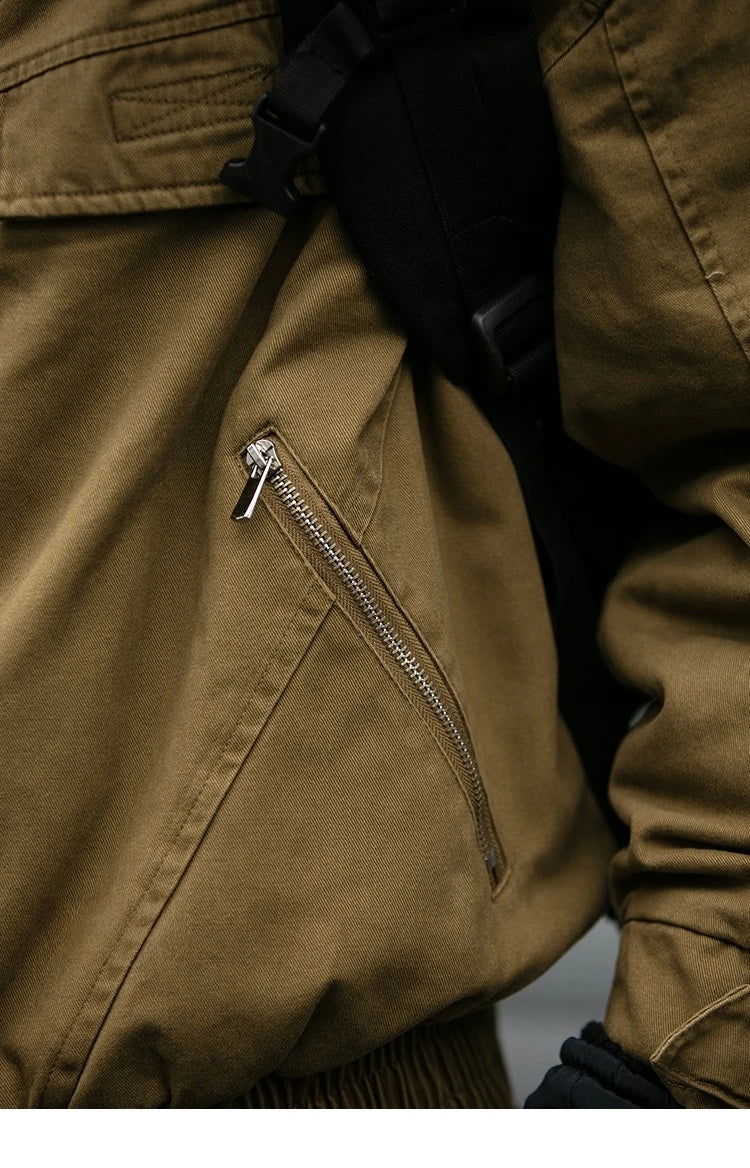 Fleece Lined Funnel Neck Twill Jacket