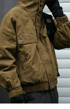 Fleece Lined Funnel Neck Twill Jacket