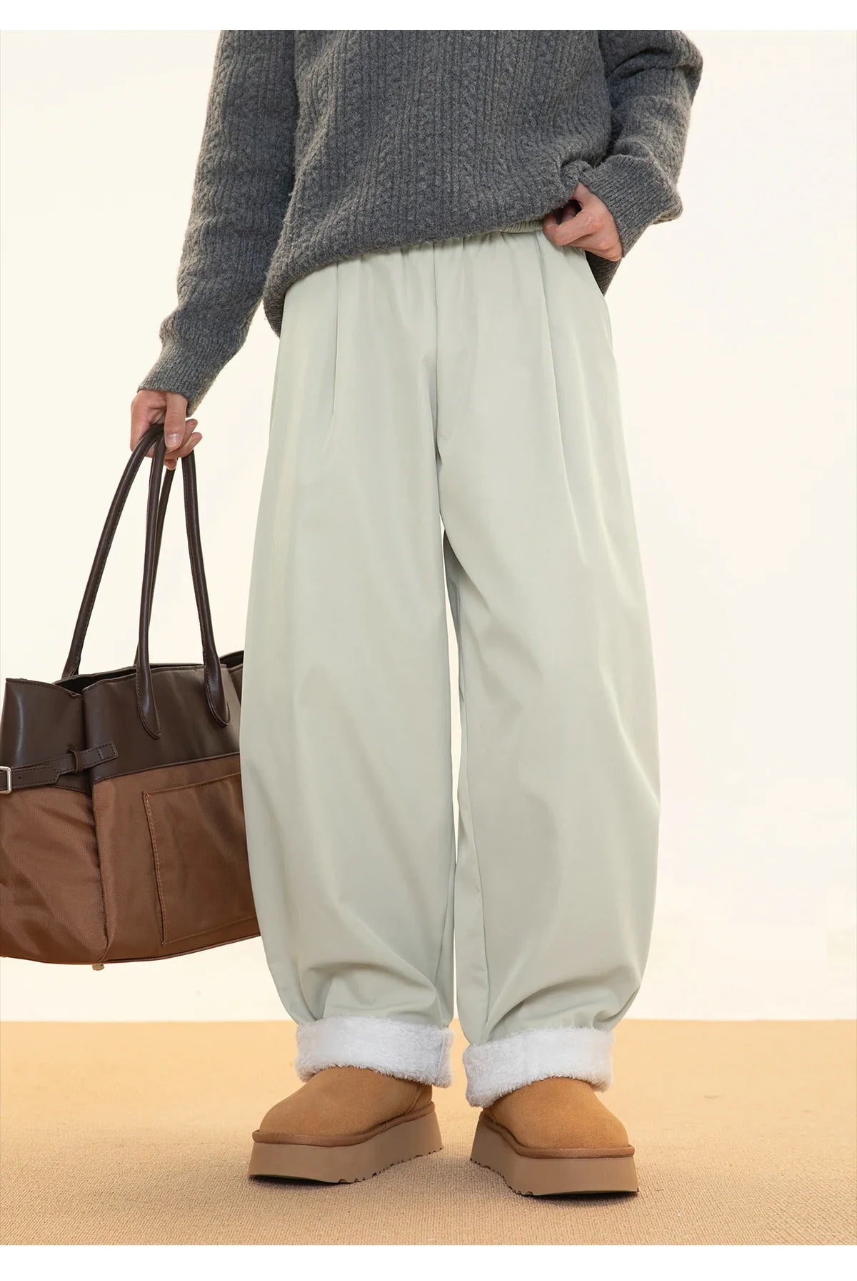 Fleece Lined Wide Leg Pants