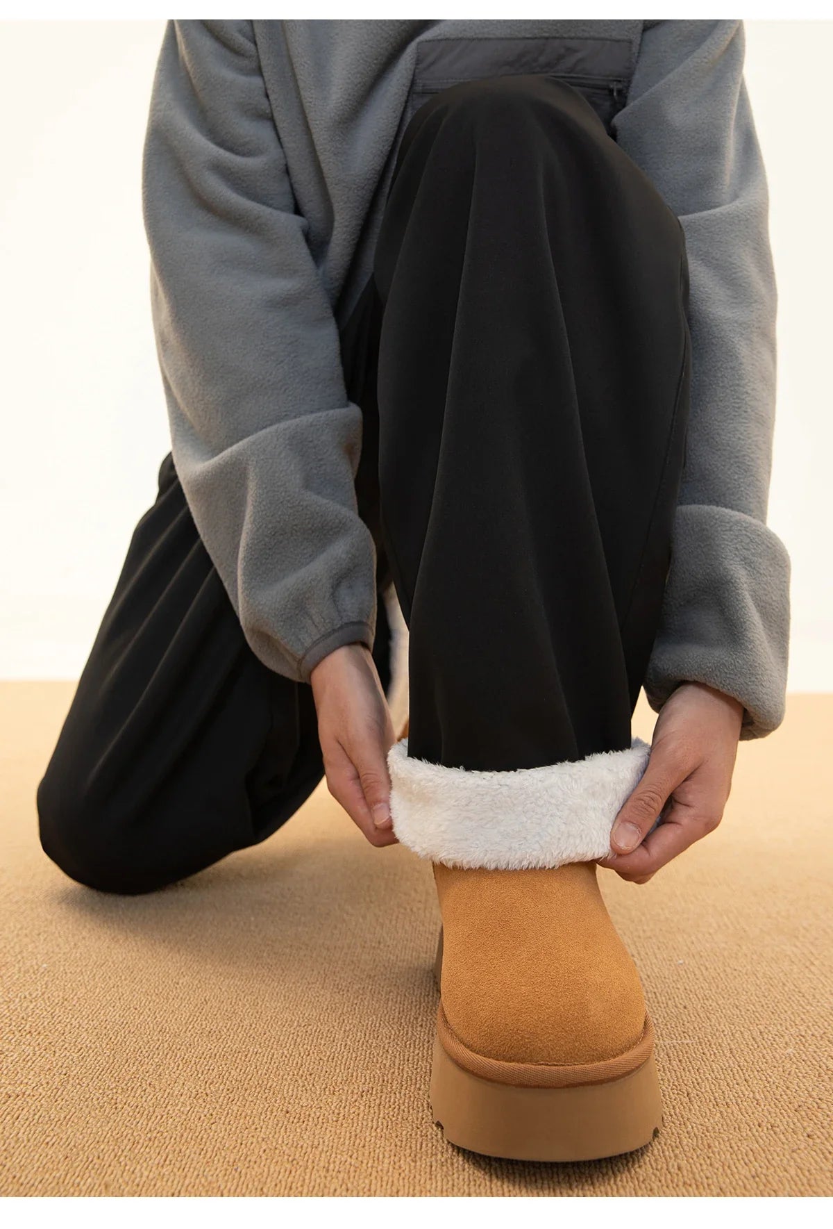 Fleece Lined Wide Leg Pants