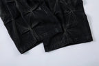 Geometric Crinkle Wide-Leg Jeans