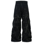 Geometric Crinkle Wide-Leg Jeans
