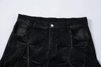 Geometric Crinkle Wide-Leg Jeans